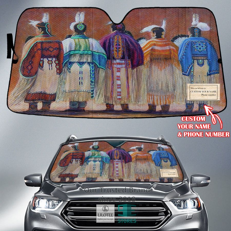 Traditional Native American Clothing Custom Name Car Sun Shades 3