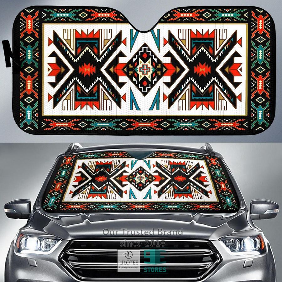 Tribal Colorful Pattern Native American Pride 3D Car Sun Shades 1