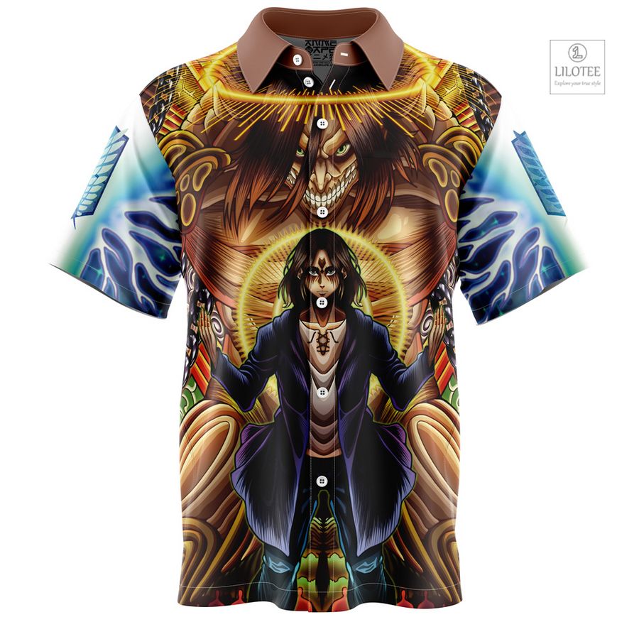Trippy Eren Yeager Timeskip Attack on Titan Short Sleeve Hawaiian Shirt 7