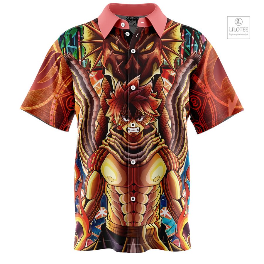 Trippy Natsu Dragneel x Igneel Fairy Tail Short Sleeve Hawaiian Shirt 6