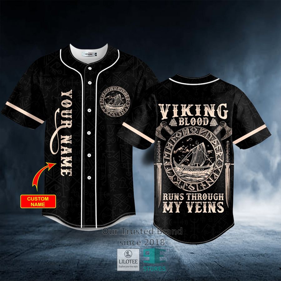 Viking Blood Runs Through My Veins Custom Baseball Jersey 9