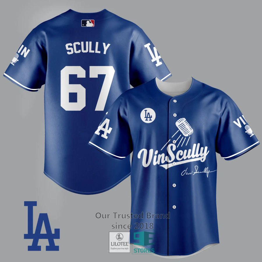 Vin Scully Dodgers 67 Baseball Jersey 2
