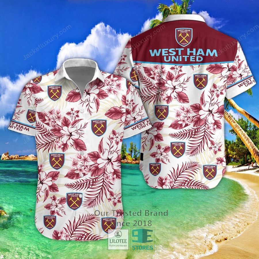 West Ham United F.C Hibiscus Hawaiian Shirt, Short 4
