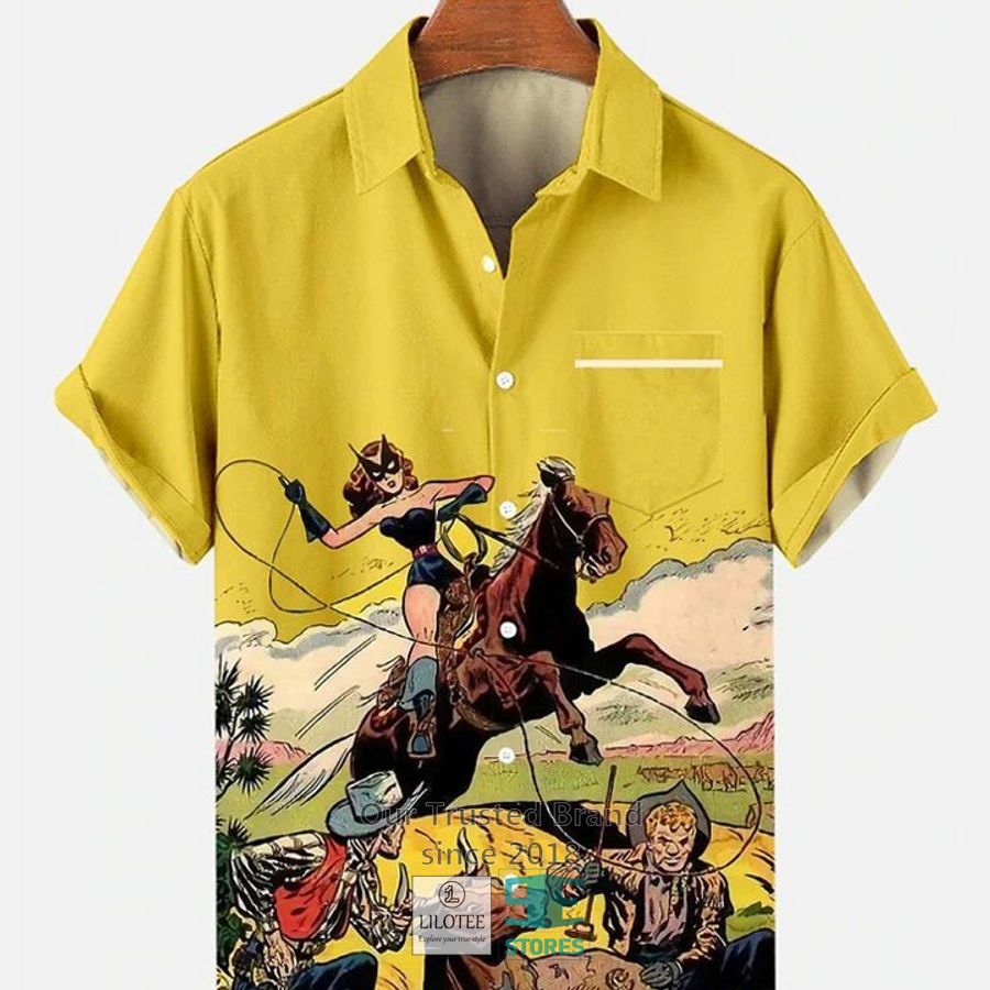 Western Cowboy Horse Pattern Wrinkle Hawaiian Shirt 4