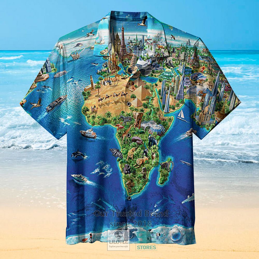 World Landmarks Map Hawaiian Shirt 5