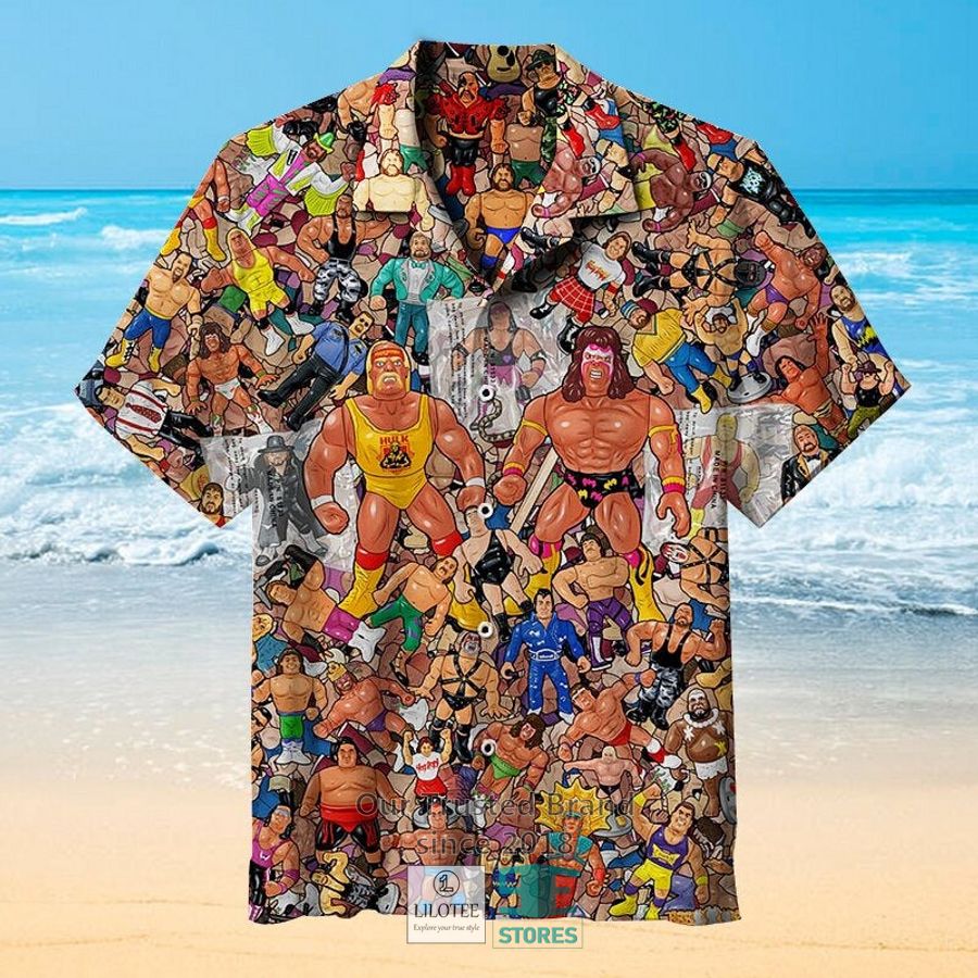 Wrestling Character Collage Art Hawaiian Shirt 4