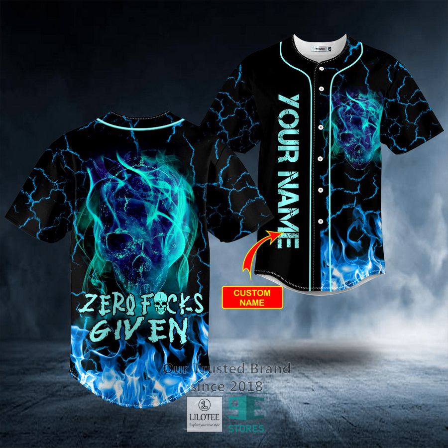 Zero F Given Blue Lightning Ghost Skull Custom Baseball Jersey 9