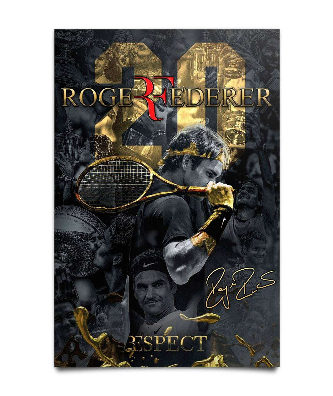 Roger Federer Respect Gold Poster 1