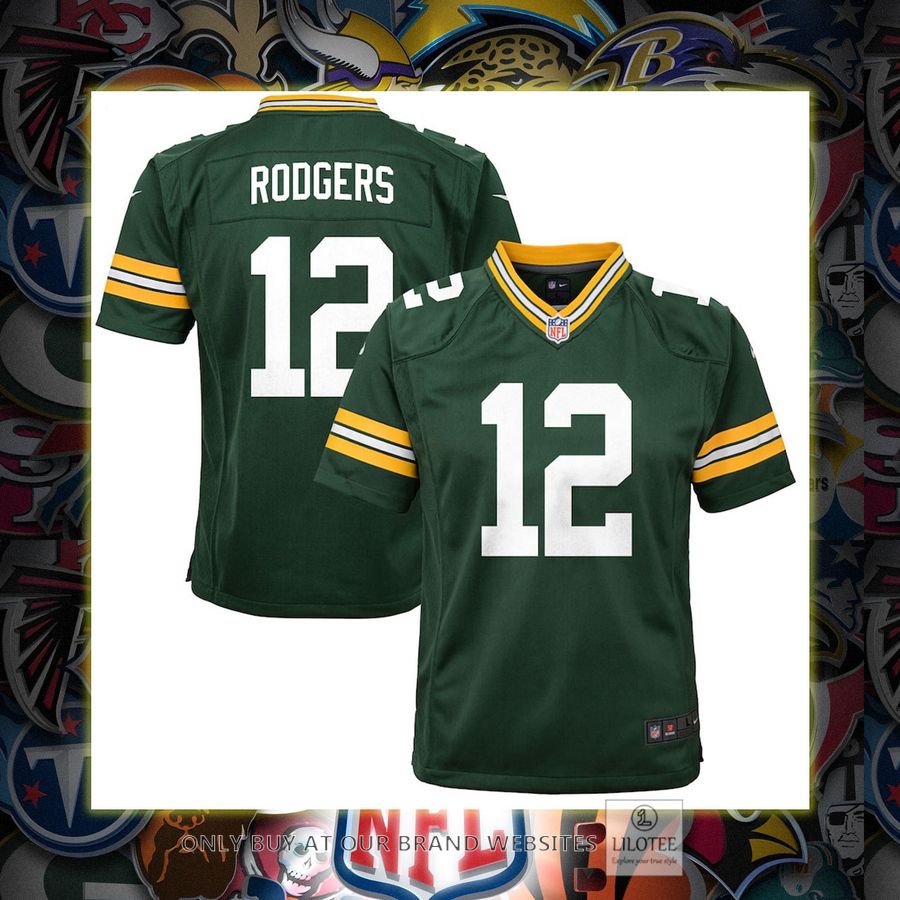 Aaron Rodgers Green Bay Packers Nike Youth Green Football Jersey 7
