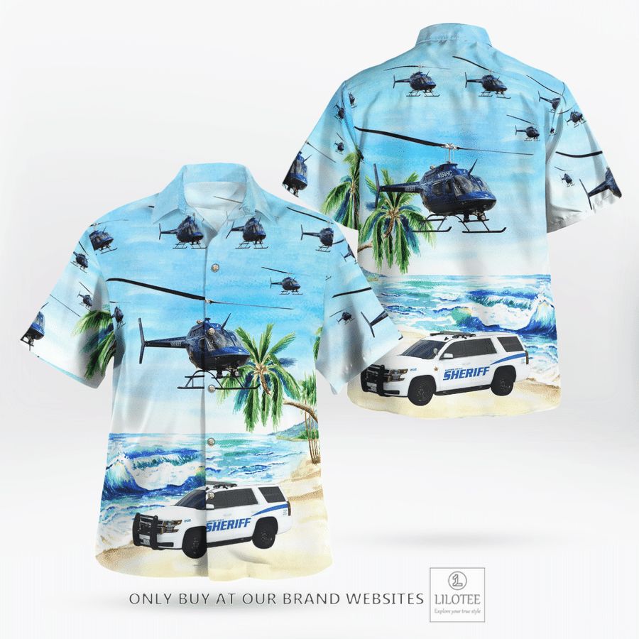 Bel Air, Maryland, Harford County Sheriff's Office Car And Bell OH-58 Helicopter Hawaiian Shirt 16