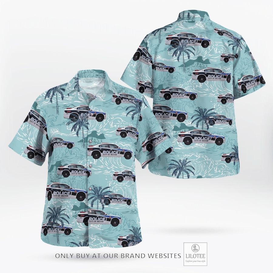 City of Milton, WI Police Department Dodge Charger Hawaiian Shirt 17