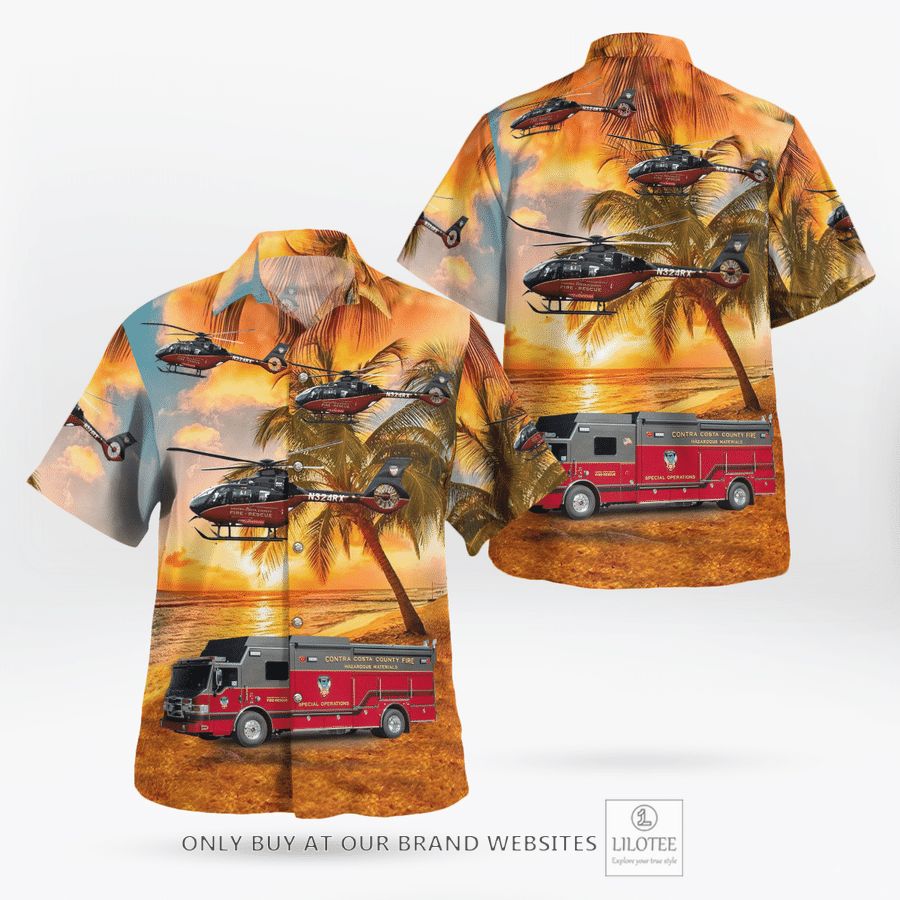 Contra Costa County Fire Rescue EC145 Con Air 1 N390FD & Vehicles Hawaiian Shirt 16