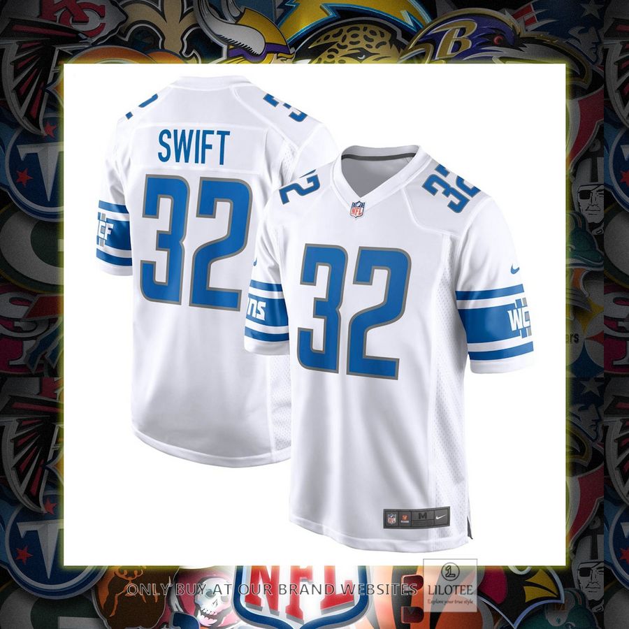 Dandre Swift Detroit Lions Nike Game White Football Jersey 6