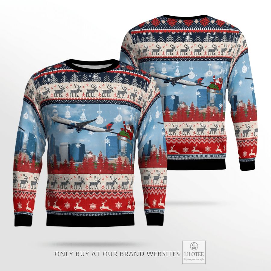 Delta Air Lines A330-300 With Santa Over Charlotte Christmas 3D Sweater 25