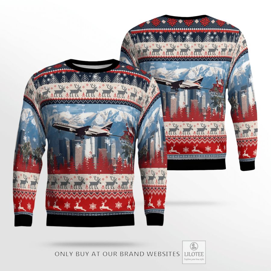 Delta Air Lines Lockheed L-1011-500 With Santa over Los Angeles Christmas 3D Sweater 24