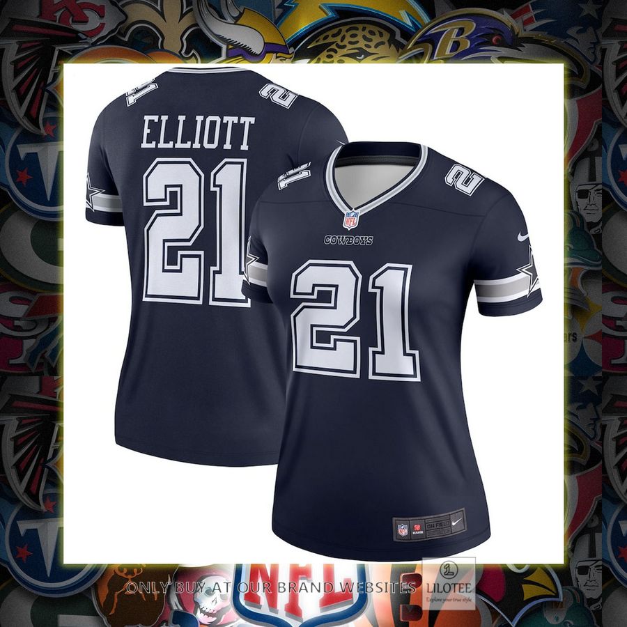 Ezekiel Elliott Dallas Cowboys Nike Womens Legend Player Navy Football Jersey 7
