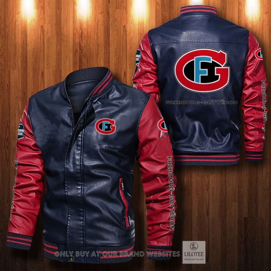 Fribourg-Gotteron Leather Bomber Jacket 12
