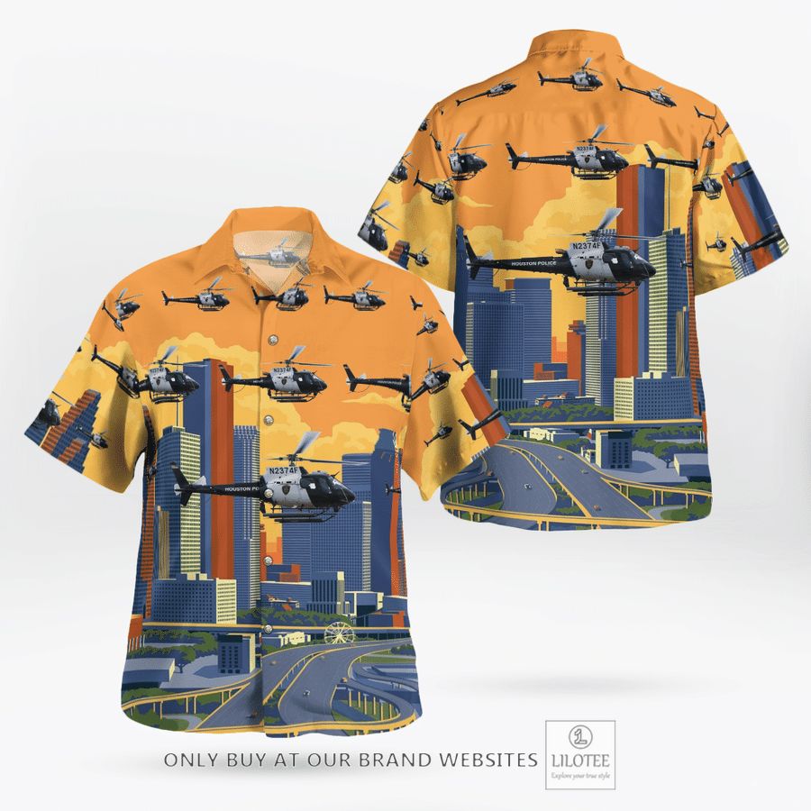 Houston Police Department H125 Helicopter Hawaiian Shirt 17