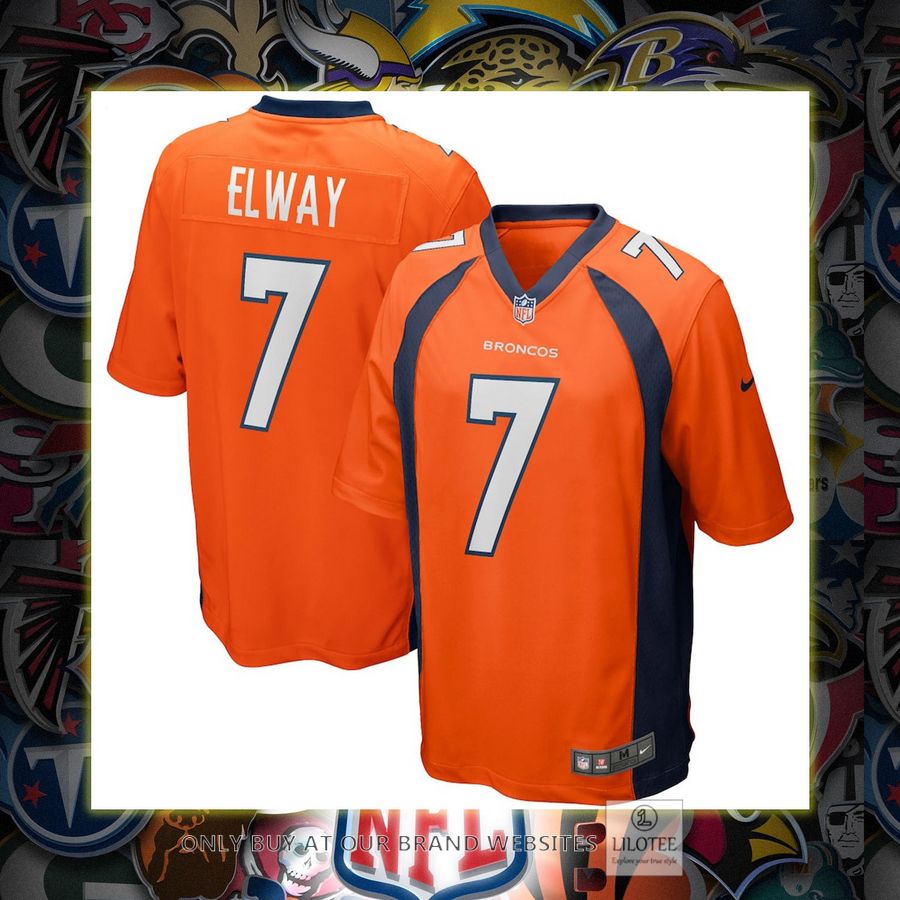 John Elway Denver Broncos Nike Game Retired Player Orange Football Jersey 7