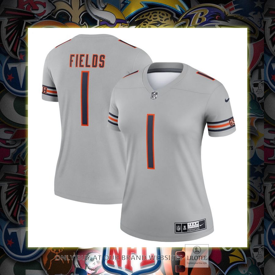 Justin Fields Chicago Bears Nike Womens Inverted Legend Gray Football Jersey 6