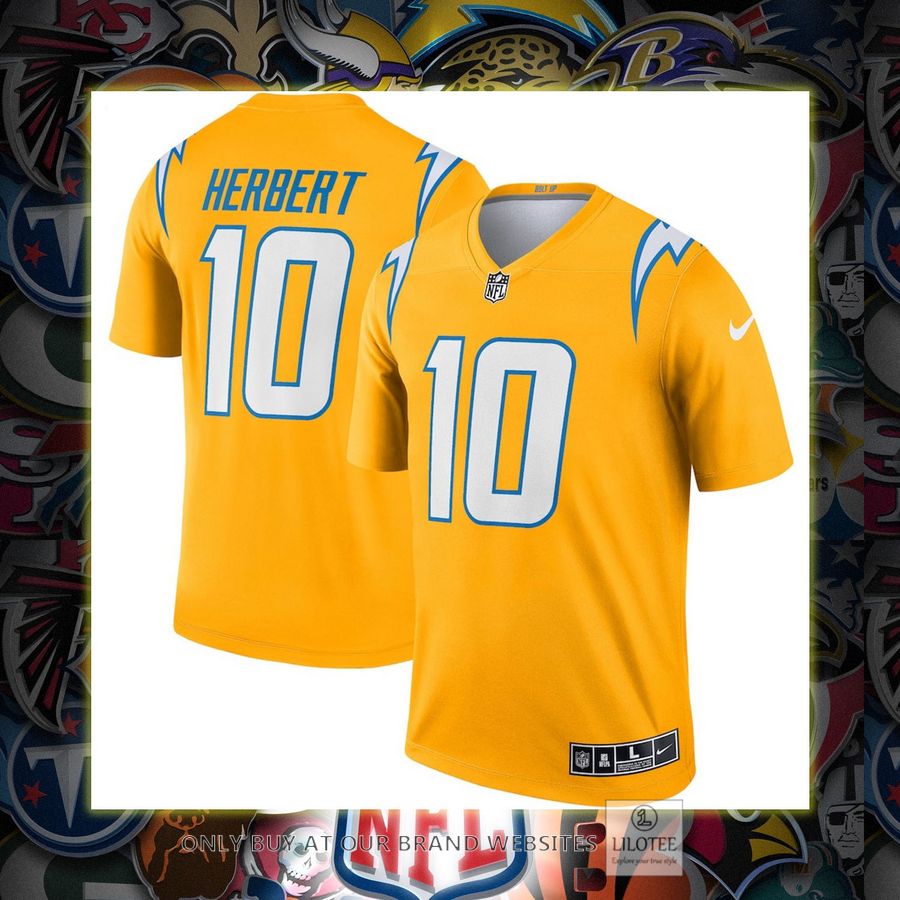 Justin Herbert Los Angeles Chargers Nike Inverted Legend Gold Football Jersey 7