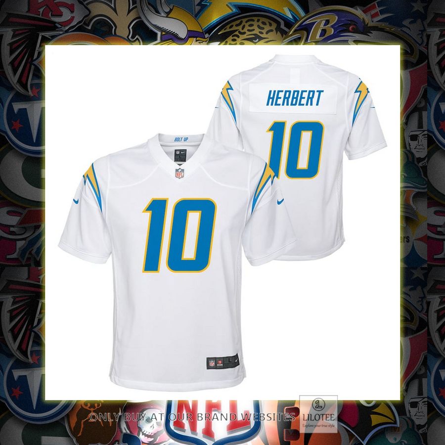 Justin Herbert Los Angeles Chargers Nike Youth Team Game White Football Jersey 7