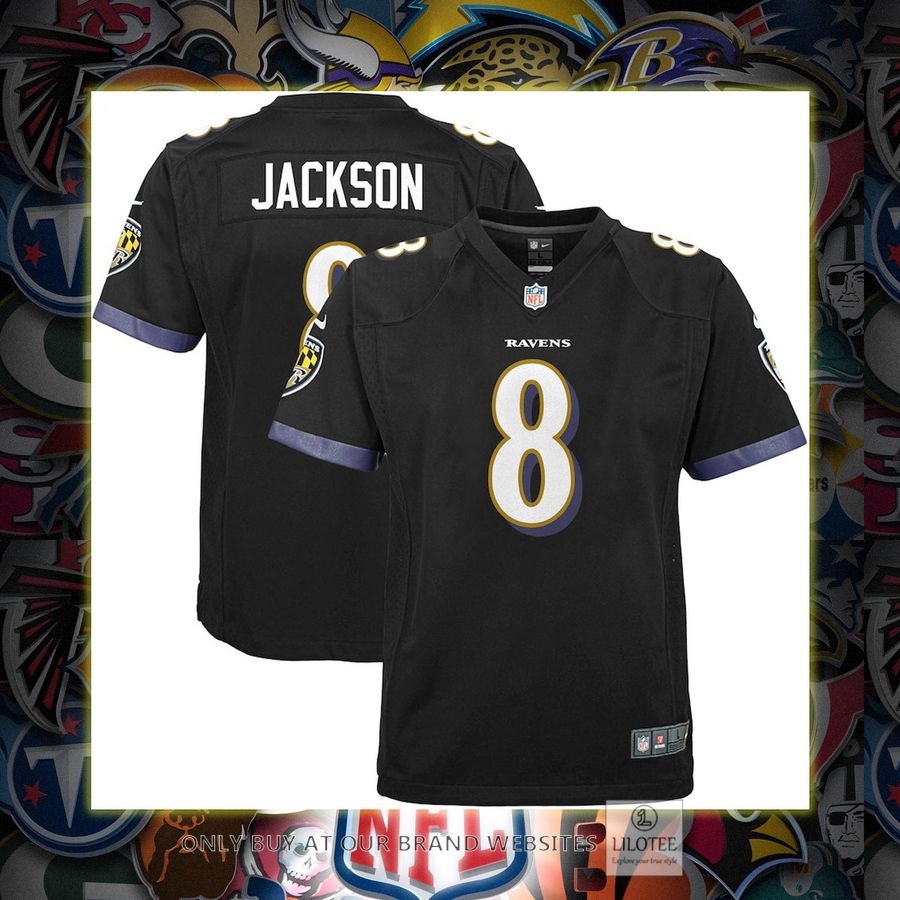 Lamar Jackson Baltimore Ravens Nike Youth Game Black Football Jersey 6