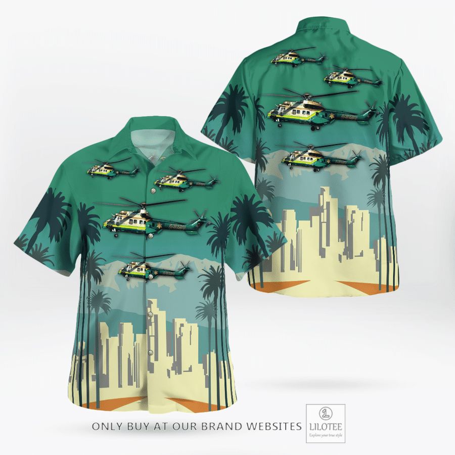 Los Angeles County Sheriff AAerospatiale AS 332L1 Super Puma Coconut Hawaiian Shirt 17