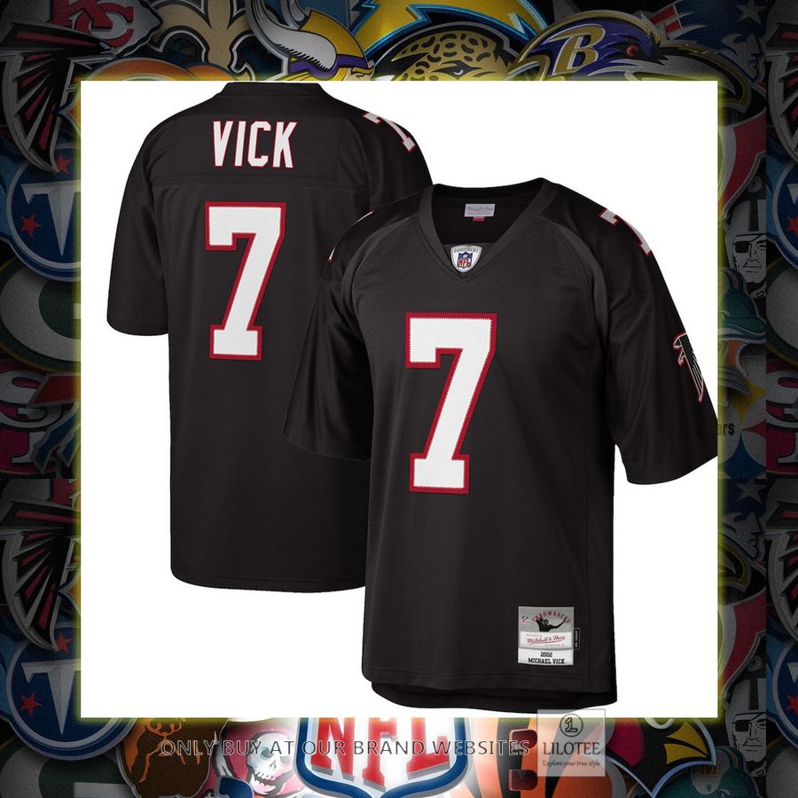 Michael Vick Atlanta Falcons Mitchell And Ness Big And Tall 2002 Retired Player Replica Black Football Jersey 31
