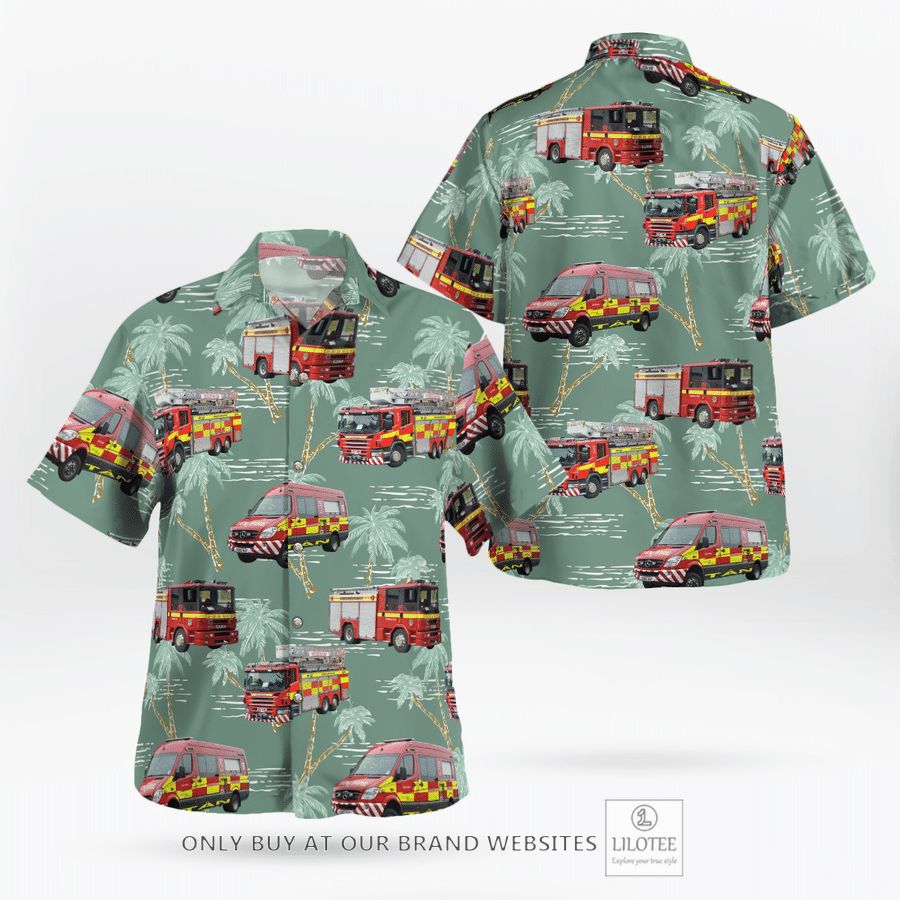 Mid & West Wales, Wales, United Kingdom, Mid And West Wales Fire And Rescue Service Hawaiian Shirt 16