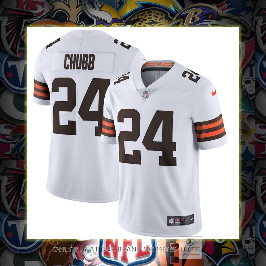 Nick Chubb Cleveland Browns Nike Vapor White Football Jersey 7