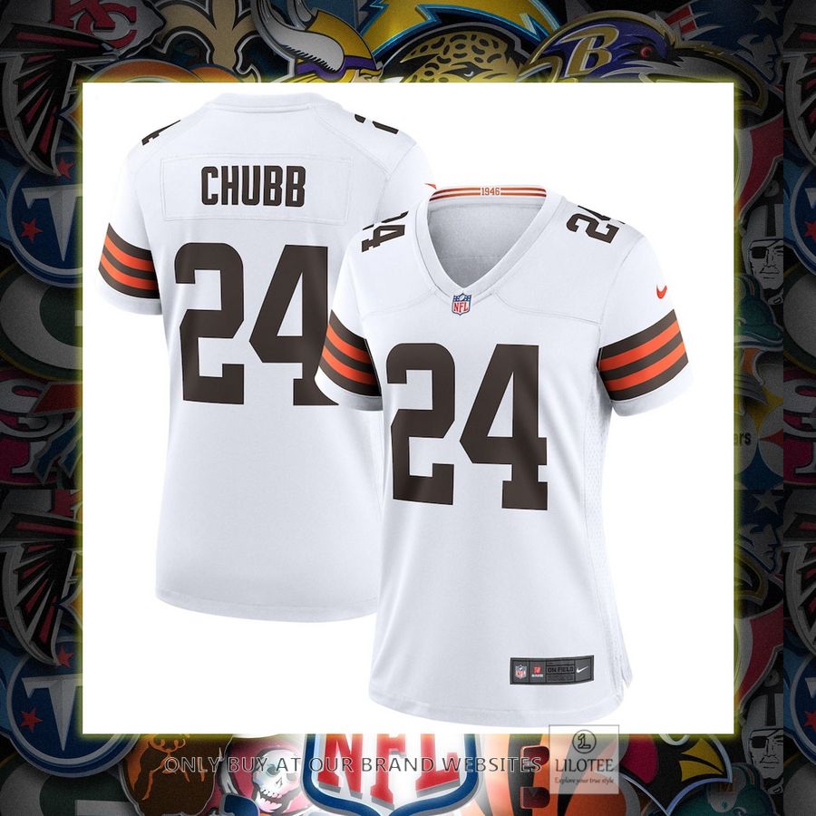 Nick Chubb Cleveland Browns Nike Womens Game White Football Jersey 6