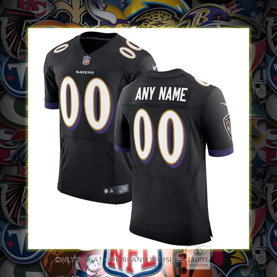 Personalized Baltimore Ravens Nike Speed Machine Elite Black Football Jersey 7