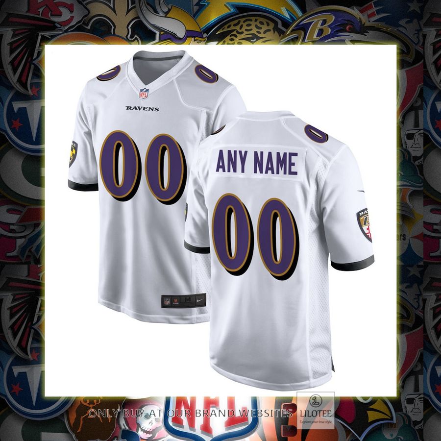 Personalized Baltimore Ravens Nike White Football Jersey 6