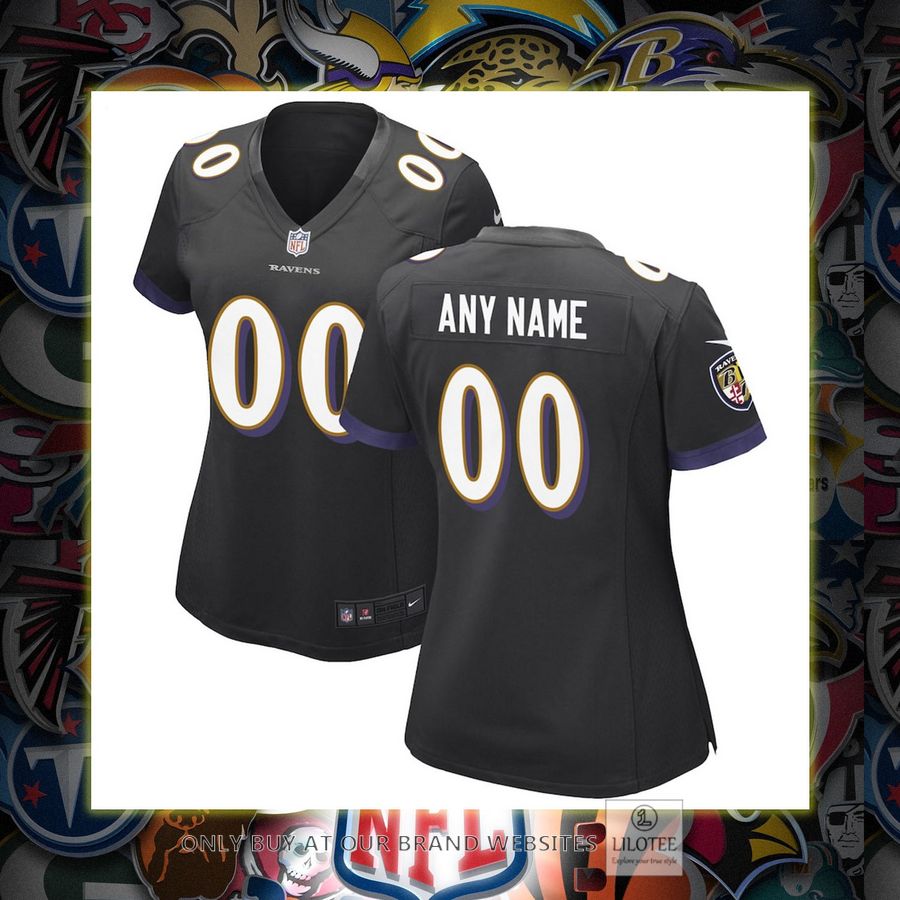 Personalized Baltimore Ravens Nike Women's Alternate Black Football Jersey 3