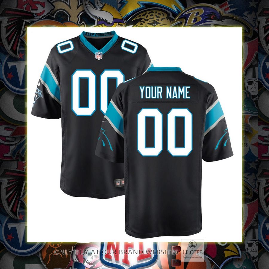 Personalized Carolina Panthers Nike Youth Black Football Jersey 6