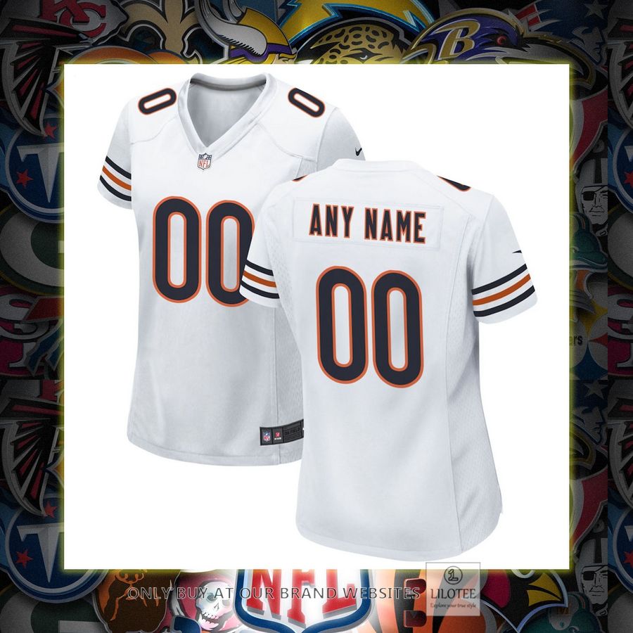 Personalized Chicago Bears Nike Women's White Football Jersey 7