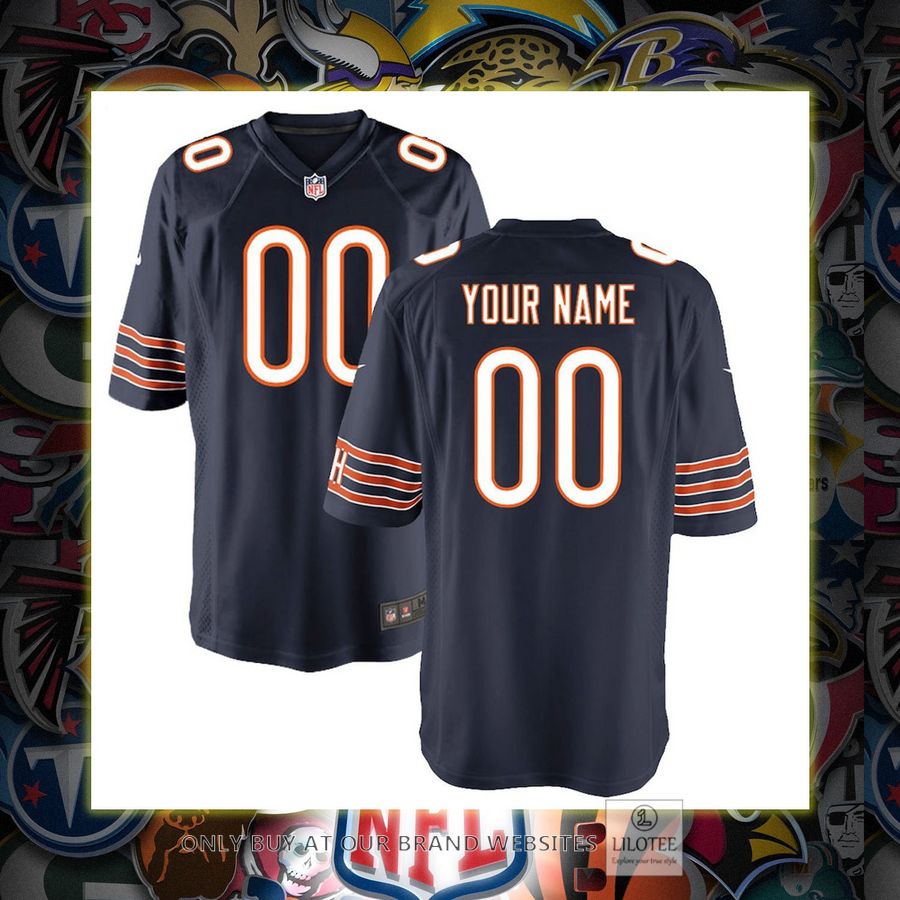 Personalized Chicago Bears Nike Youth Navy Football Jersey 7