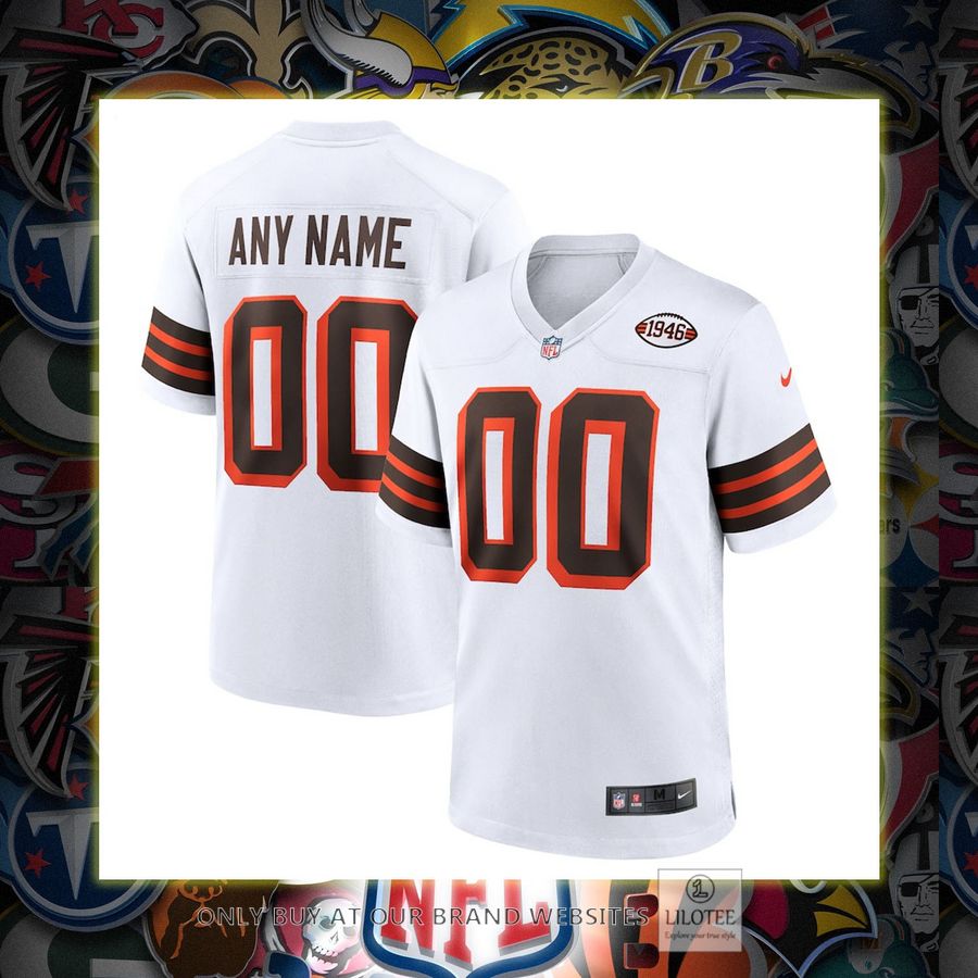 Personalized Cleveland Browns Nike 1946 Collection Alternate White Football Jersey 7