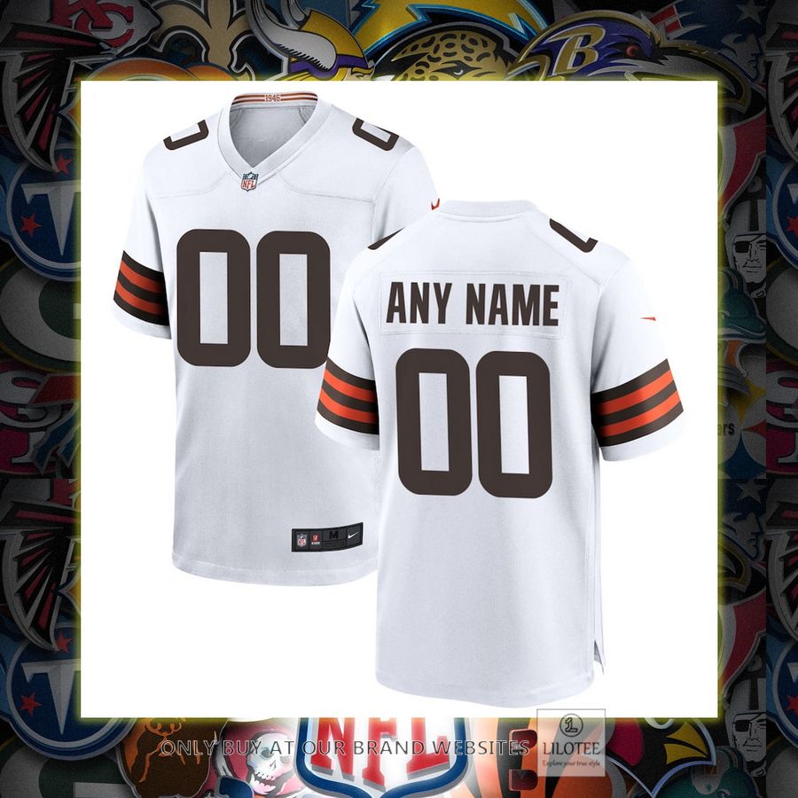 Personalized Cleveland Browns Nike White Football Jersey 7