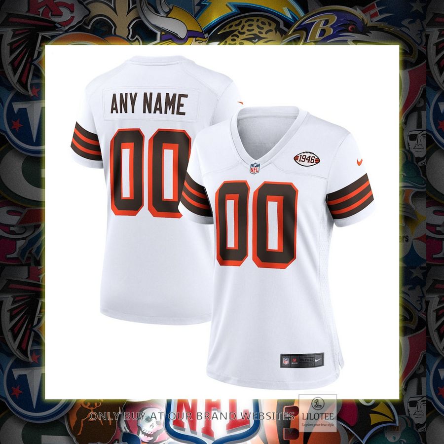 Personalized Cleveland Browns Nike Women's 1946 Collection Alternate White Football Jersey 6