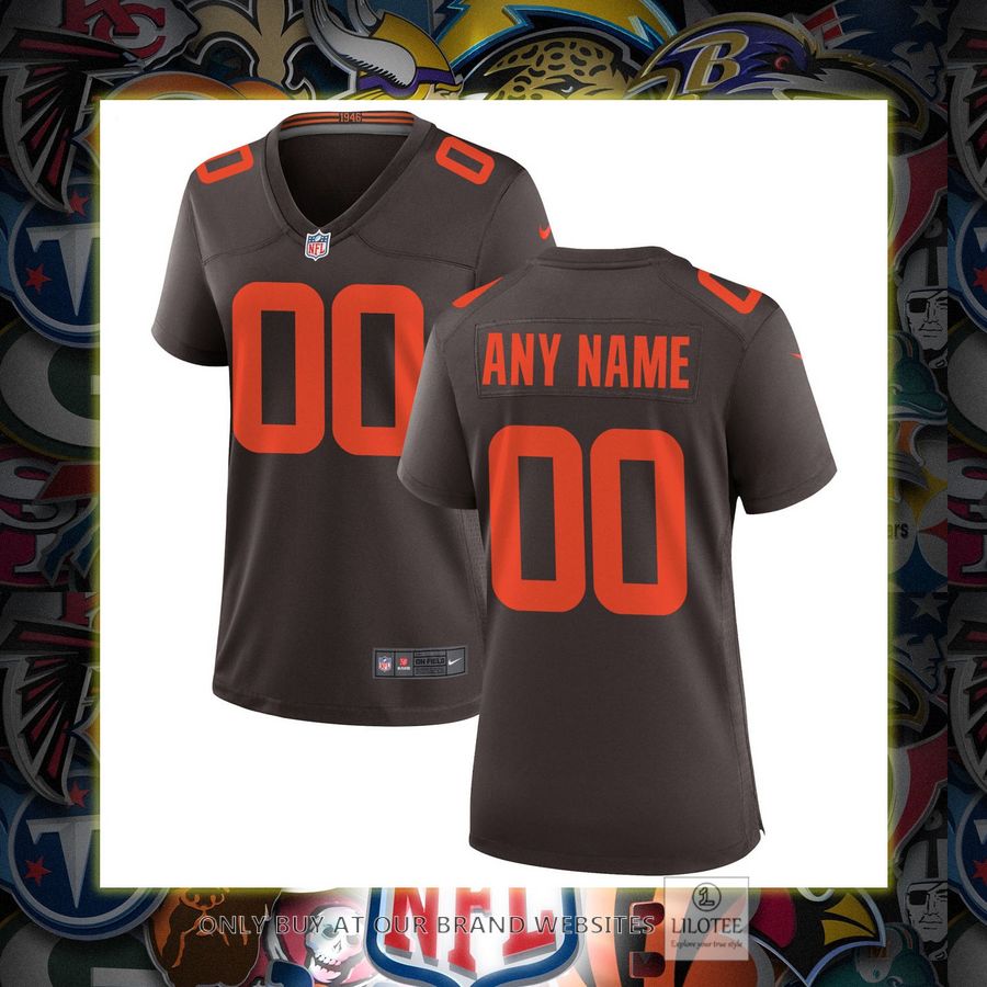 Personalized Cleveland Browns Nike Women's Alternate Brown Football Jersey 7