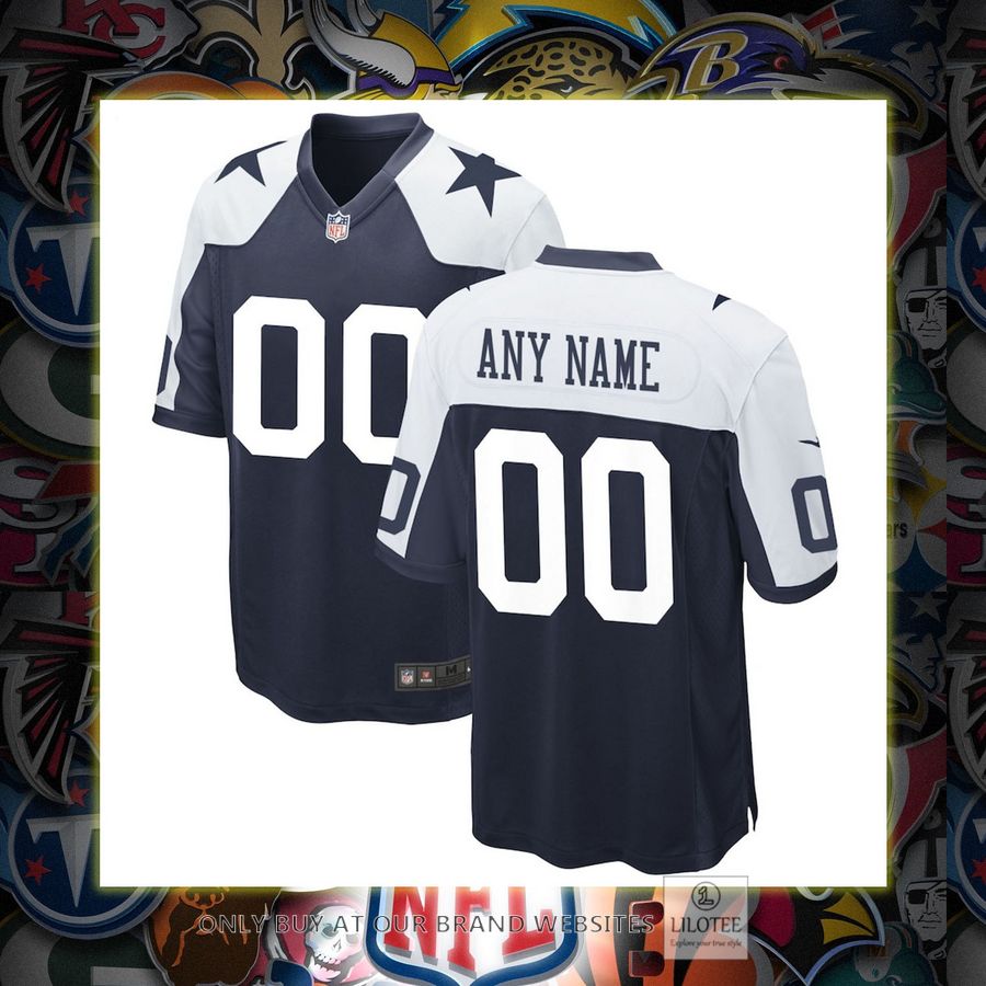 Personalized Dallas Cowboys Nike Alternate Navy Football Jersey 7