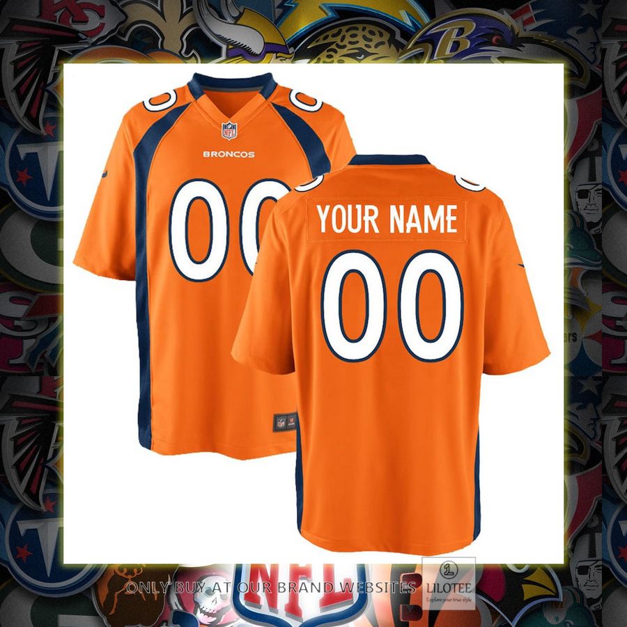 Personalized Denver Broncos Nike Youth Game Orange Football Jersey 7