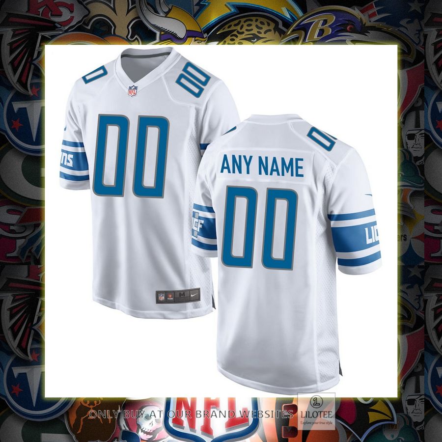 Personalized Detroit Lions Nike Game White Football Jersey 7