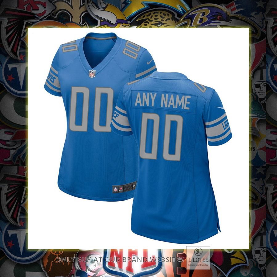 Personalized Detroit Lions Nike Womens Game Blue Football Jersey 7