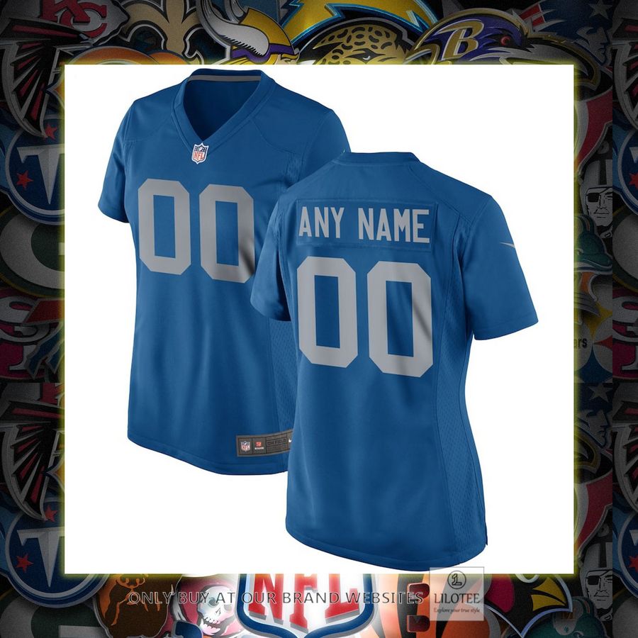 Personalized Detroit Lions Nike Women's Throwback Blue Football Jersey 6
