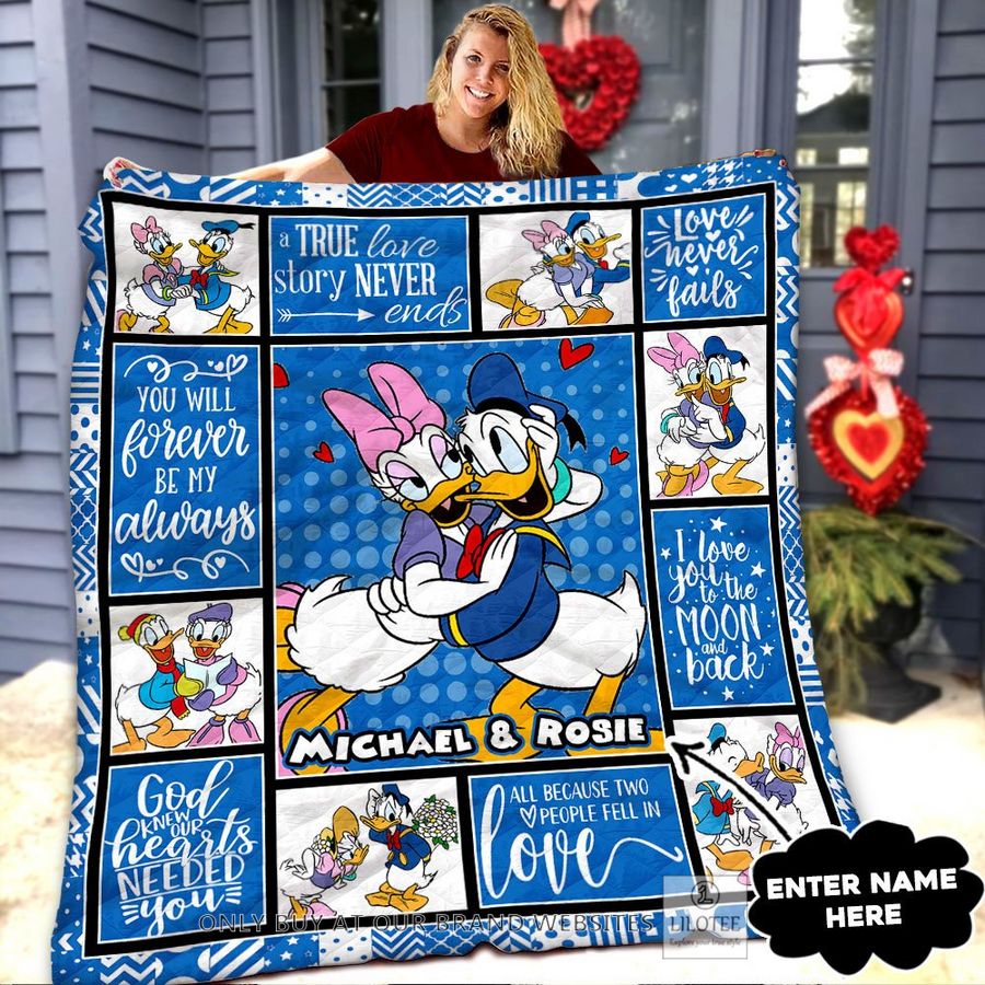 Personalized Donald Duck a true love story never ends quilt 7