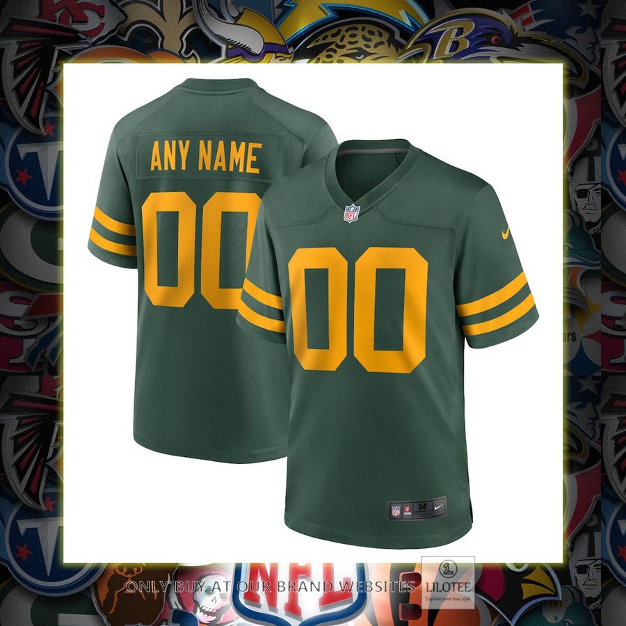Personalized Green Bay Packers Nike Alternate Green Football Jersey 6