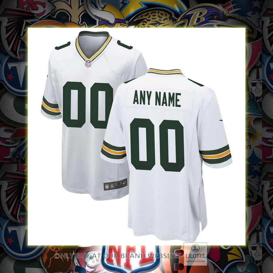Personalized Green Bay Packers Nike White Football Jersey 7